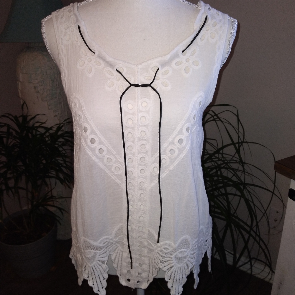 3 for $10 White Lace and Crochet Type Top
